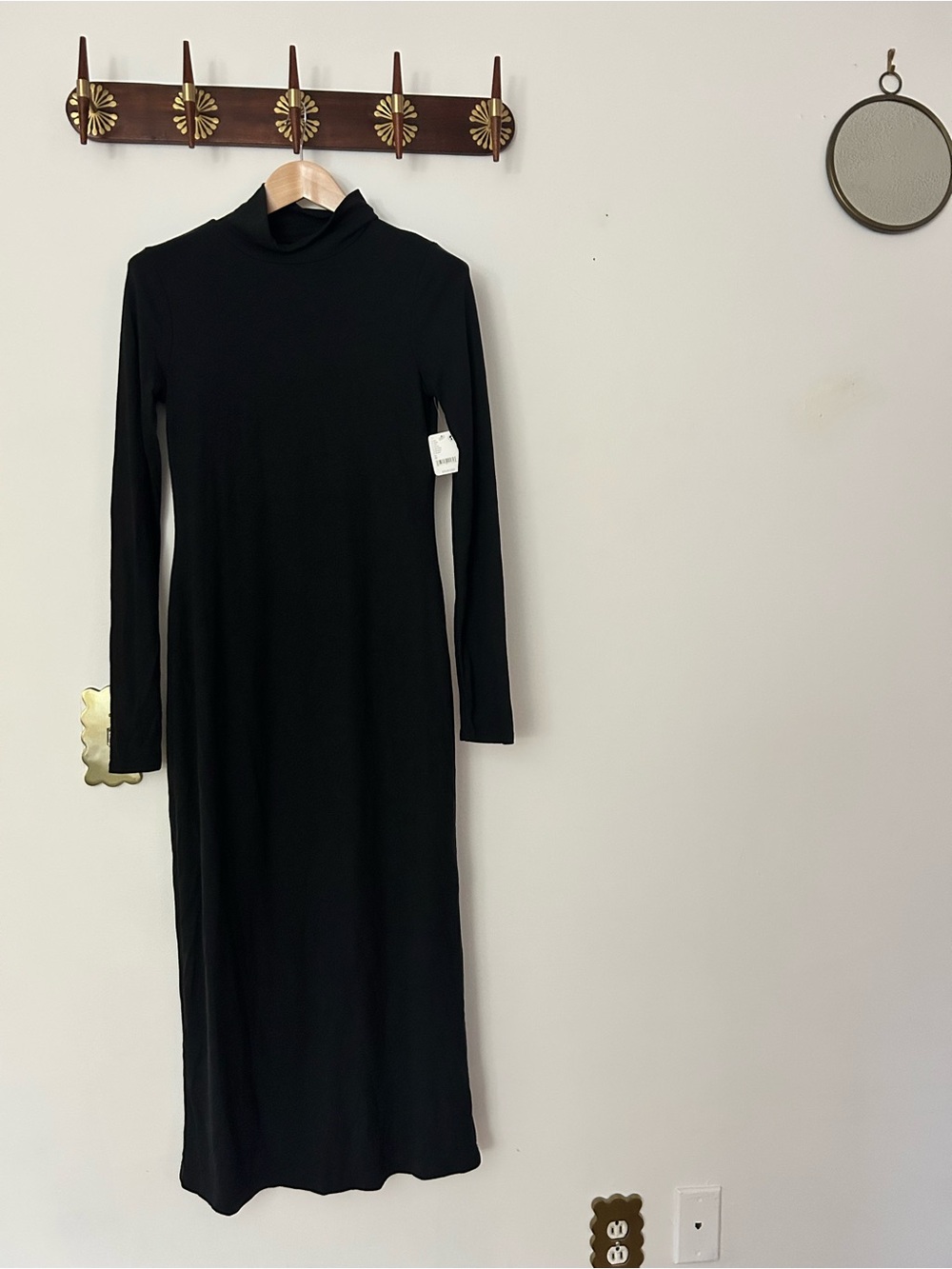 Free People Black Long-Sleeve Turtleneck Maxi Dress
